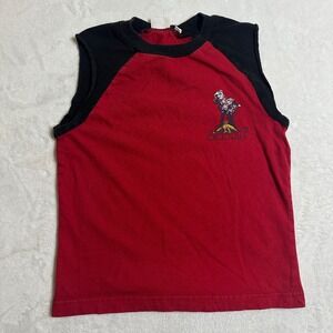 VTG Sideout Kids 8 Tank Top Kilauea Volcano Graphic Y2K Skater Red Black Surfer